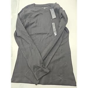 NWT Tommy Hilfiger Women's Slim Long Sleeve Basic Top Black Size Medium